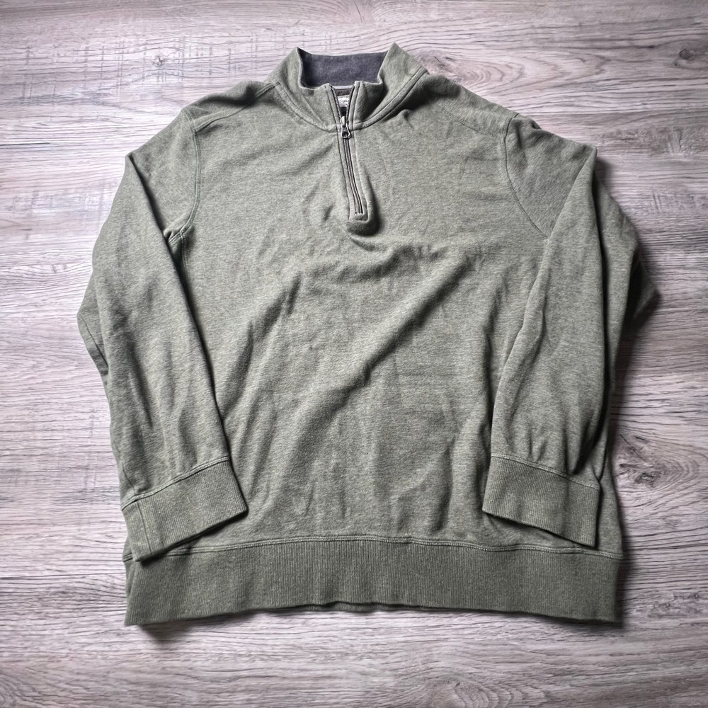 English Laundry Quarter Zip Mens Large Olive Green Cotton Modal Pullover 1320940
